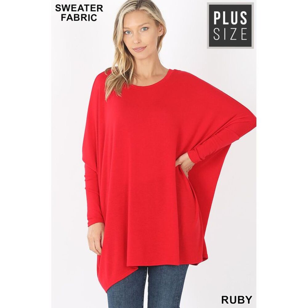 World of Leggings Oversized Round Neck Poncho Plus Size Sweater